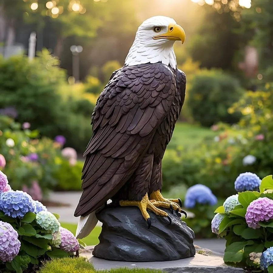 Bald Eagle Outdoor Statue Majestic Realistic Resin Garden Yard Decor