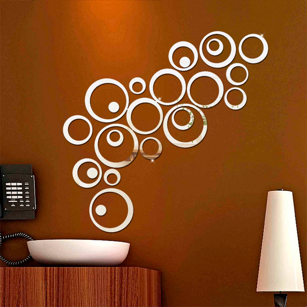 Shunmaii CirclePattern Mirrored WallDecor Paster Acrylic Home Decals Television Backdrop