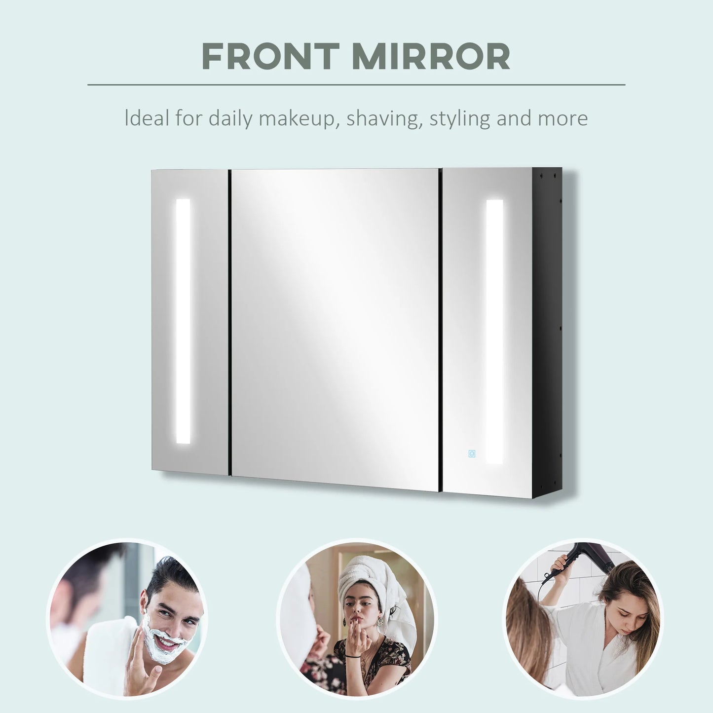 KLEANKIN LED Medicine Cabinet Wall Mounted 3-Door Mirror