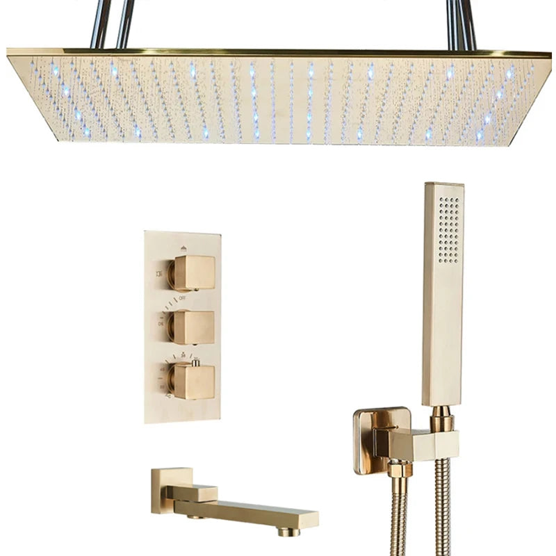 Wanmivezlo LED Brass Rainfall Shower Head Powered By Water Flow