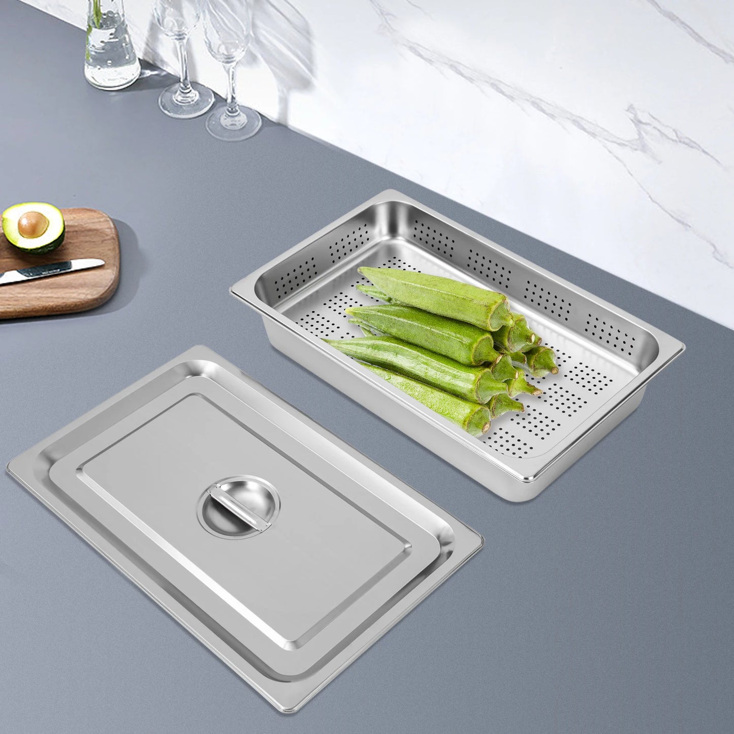 Stainless Steel Steam Pan Set With Lid Nonstick For Restaurant