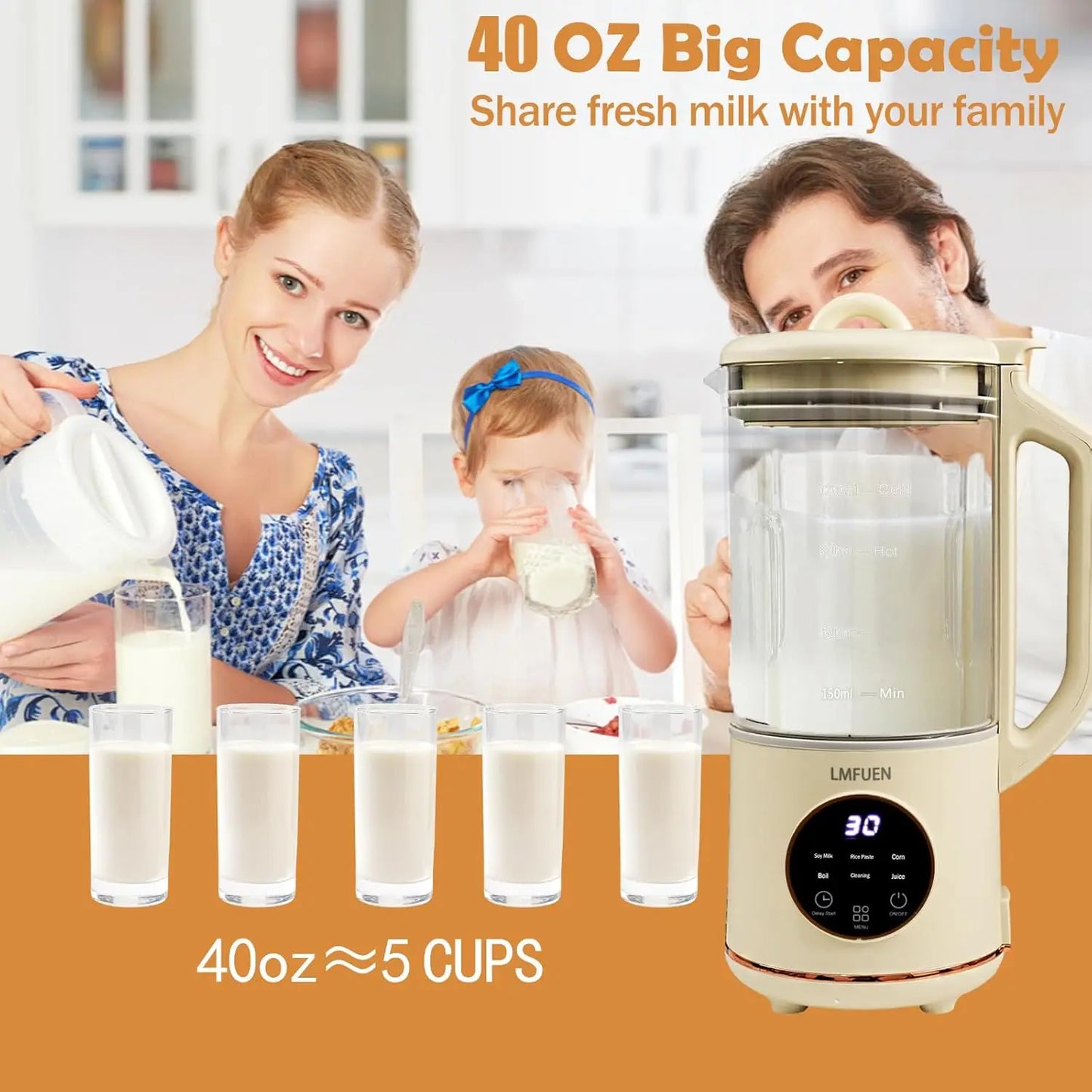 XMSJ Automatic Nut Milk Maker With Hot And Cold Blender
