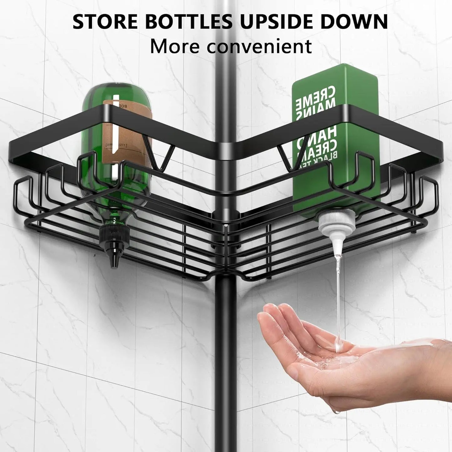 Stainless Steel Adjustable Shower Caddy Tension Pole for Bathroom Organization
