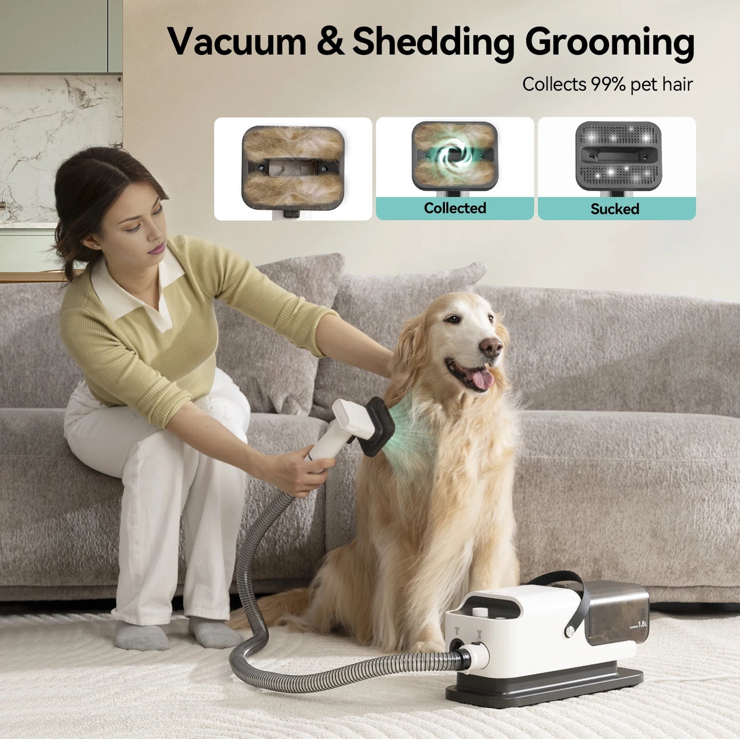 Amicura P1 Vacuum Cleaner And Hair Dryer Pet Grooming Set