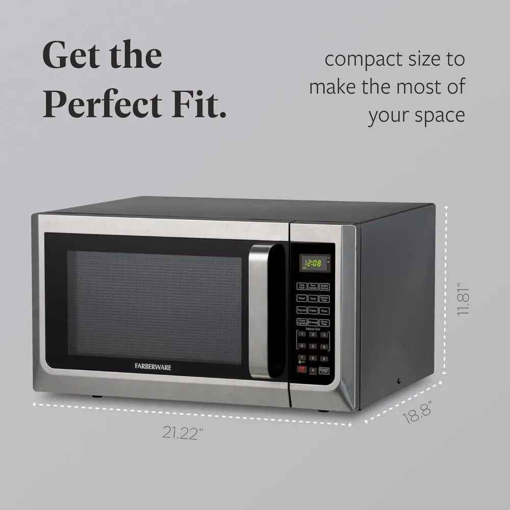 Countertop Microwave Oven 1100W Auto Cook Easy Clean Child Lock