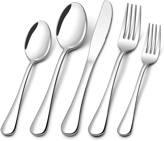 Stainless Steel Flatware Set For 12, Mirror Polished Cutlery