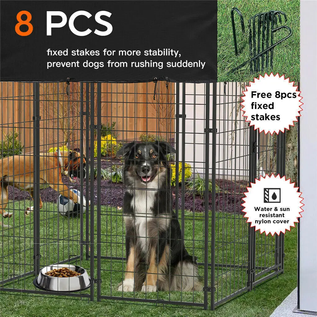 Outdoor Dog Kennel Enclosure Playpen With Roof And Cover