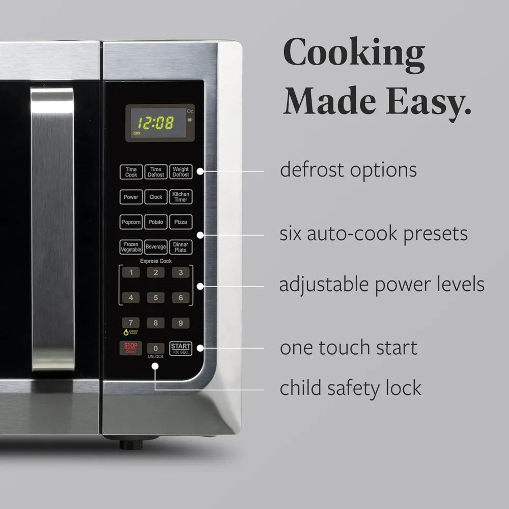 Countertop Microwave Oven 1100W Auto Cook Easy Clean Child Lock