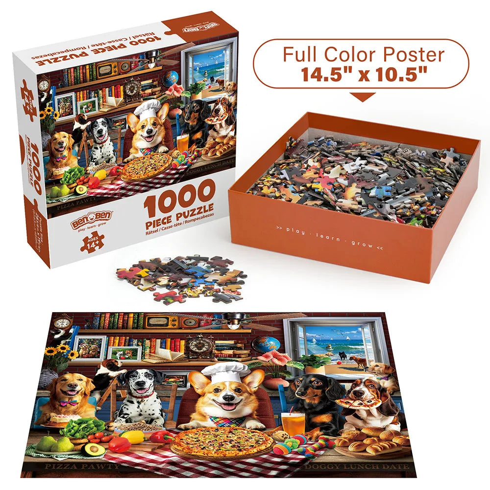 1000 Piece Jigsaw Puzzle For Adults Dog Theme With Letters On Back Funny Animal Gift Christmas Home Decor