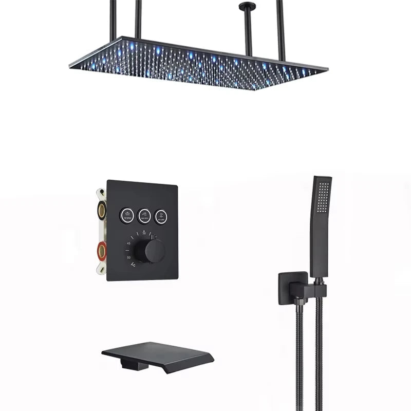 Wanmivezlo LED Brass Rainfall Shower Head Powered By Water Flow