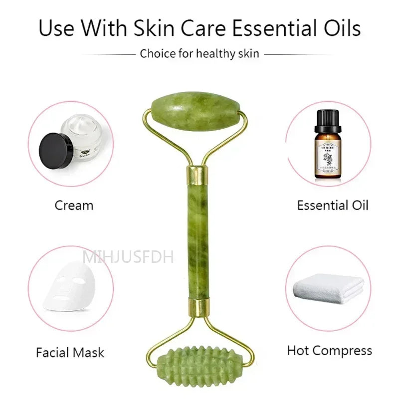 Natural Jade Roller Massager For Face And Body Gua Sha Stone