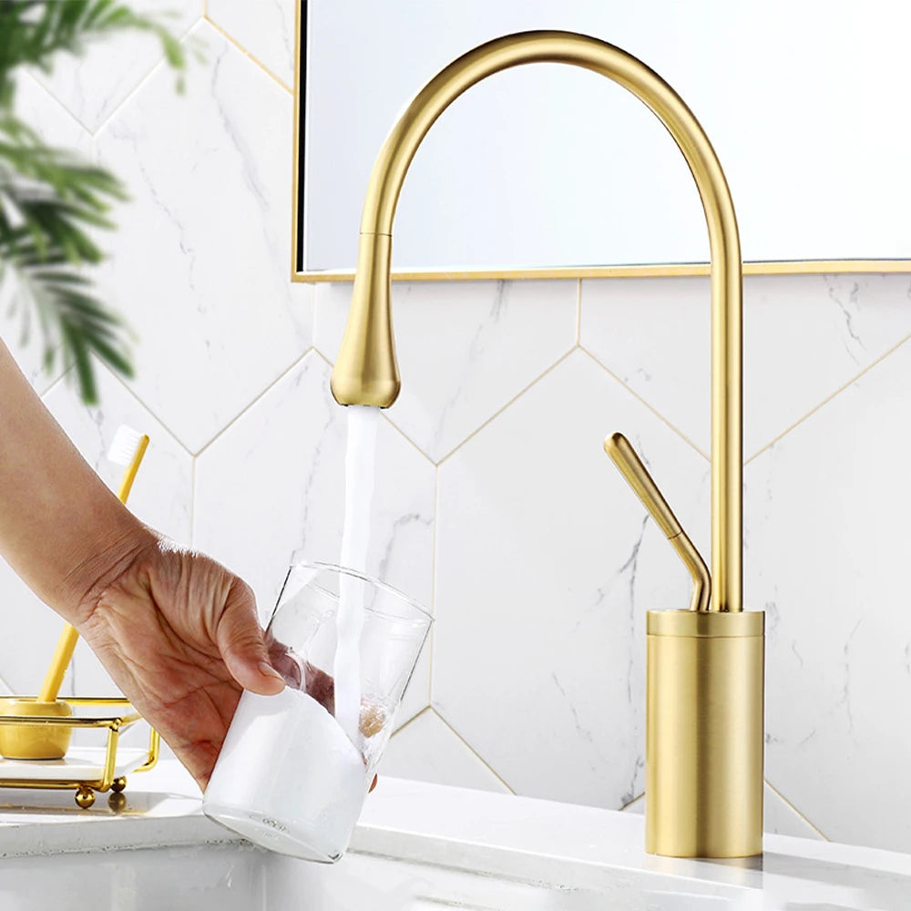 SAFLIHCAR Deck Mounted Basin Faucet Single Handle Hot Cold Tap