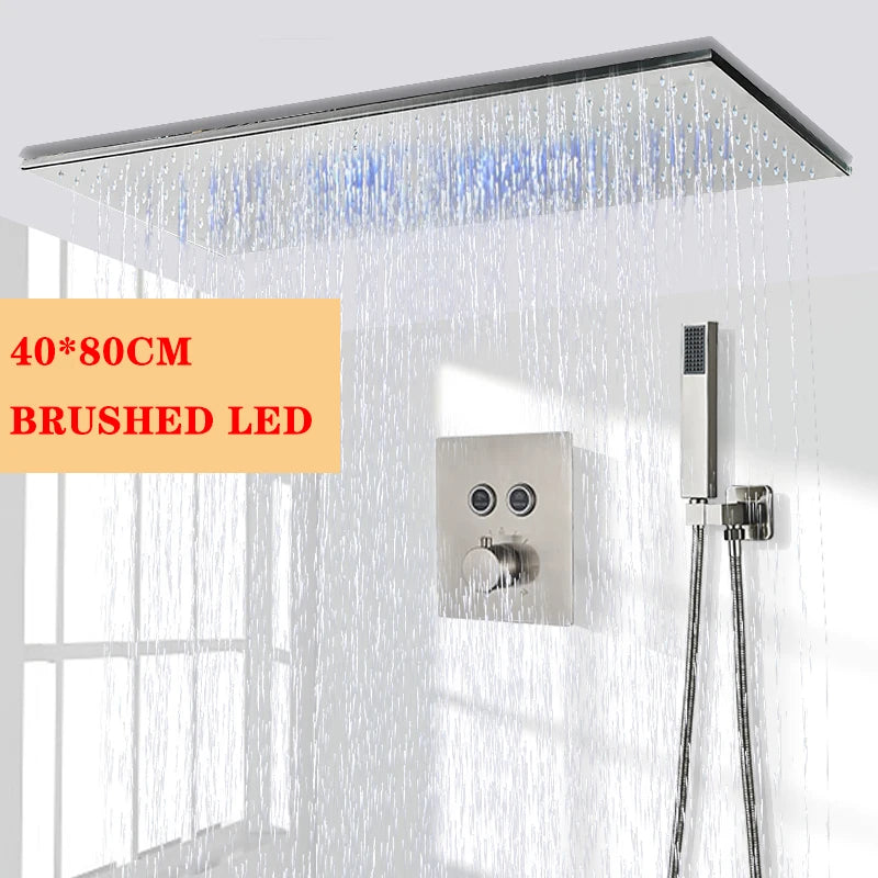 Wanmivezlo LED Brass Rainfall Shower Head Powered By Water Flow