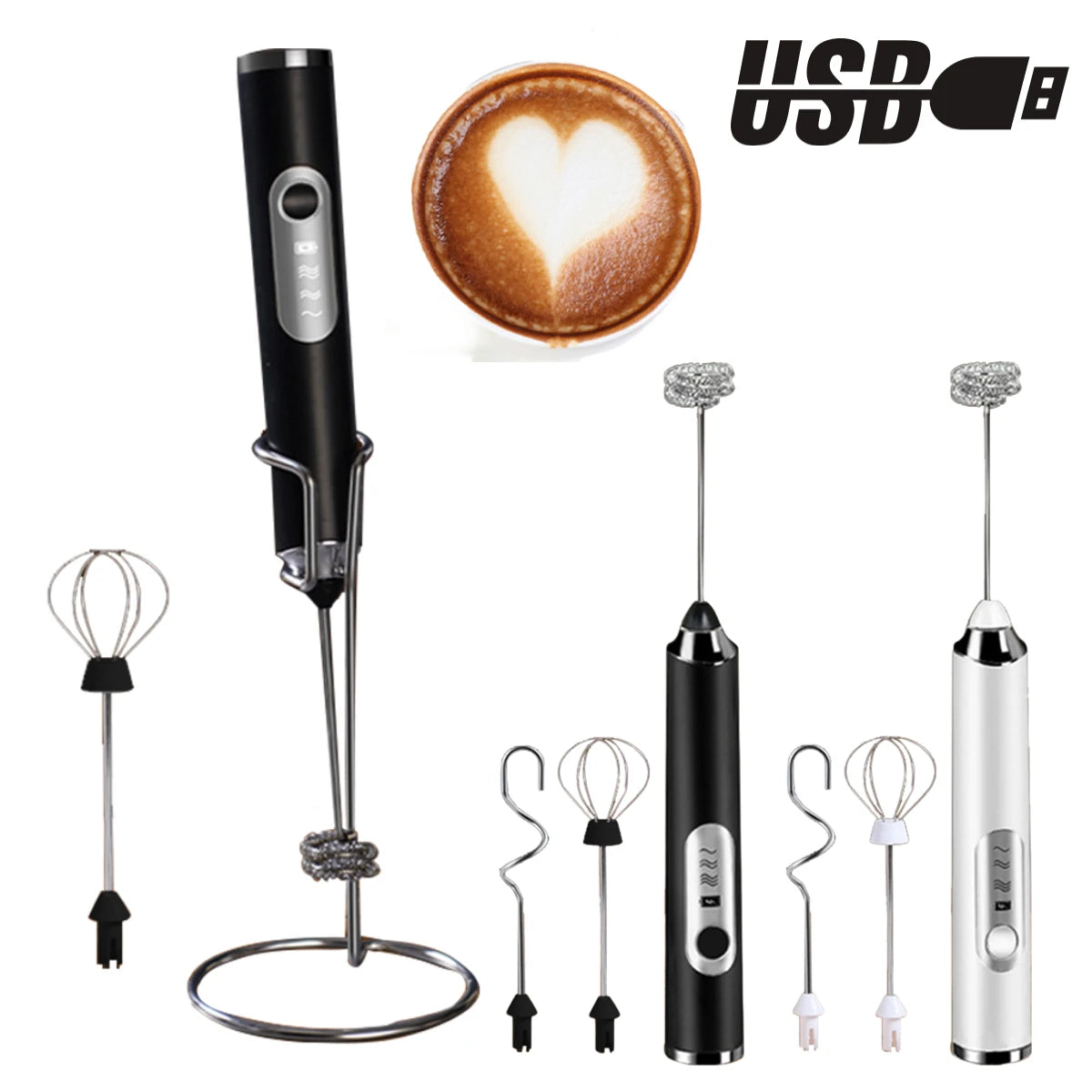 Alloet Mini Electric Milk Foamer Wireless Coffee Whisk