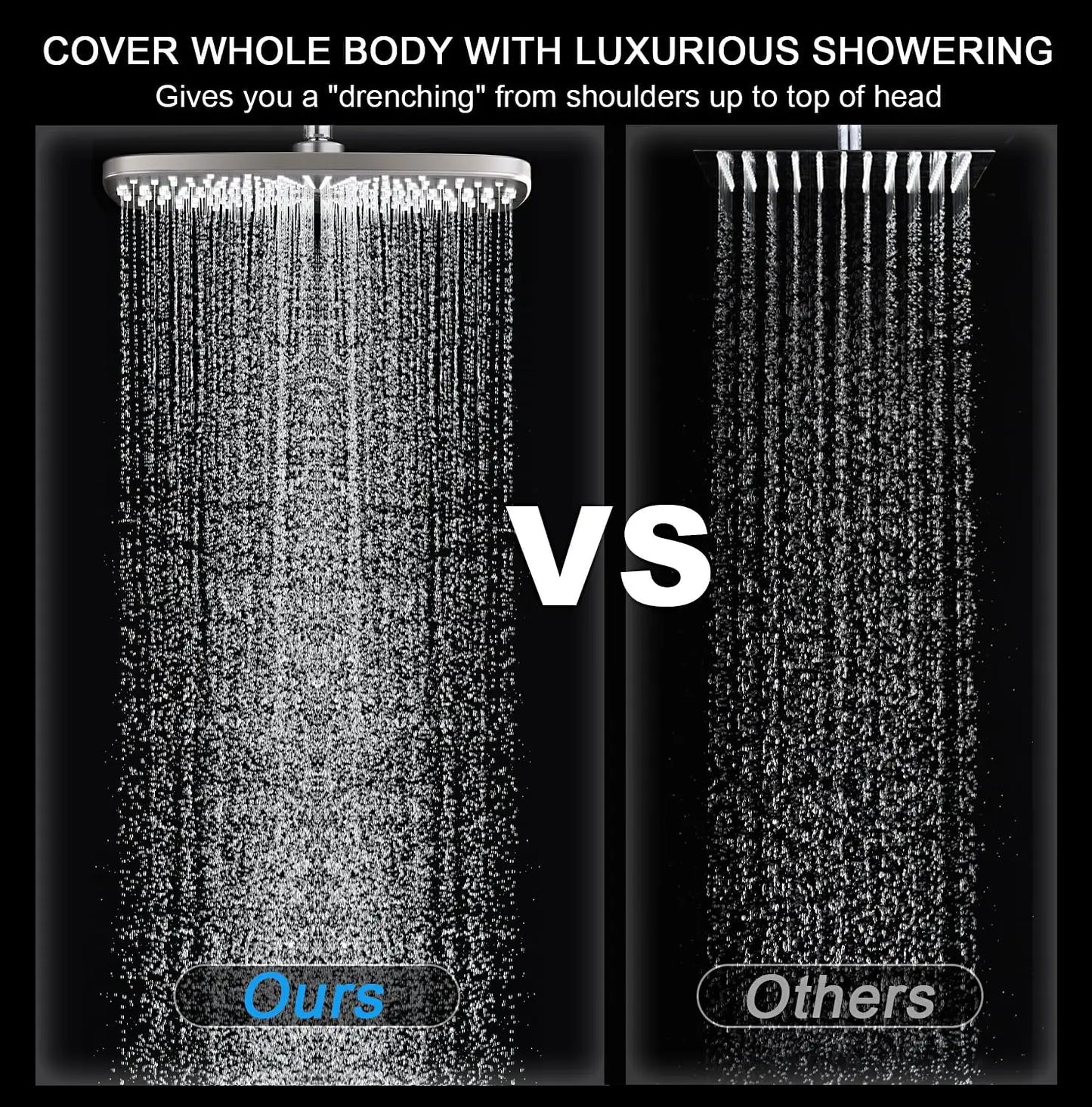 High Pressure Rain Shower Head With Magnetic Docking Handheld Spray Combo