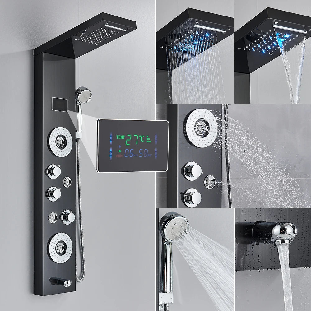 Poqihy Shower Panel System With Rainfall Jets Body Sprays And Handshower
