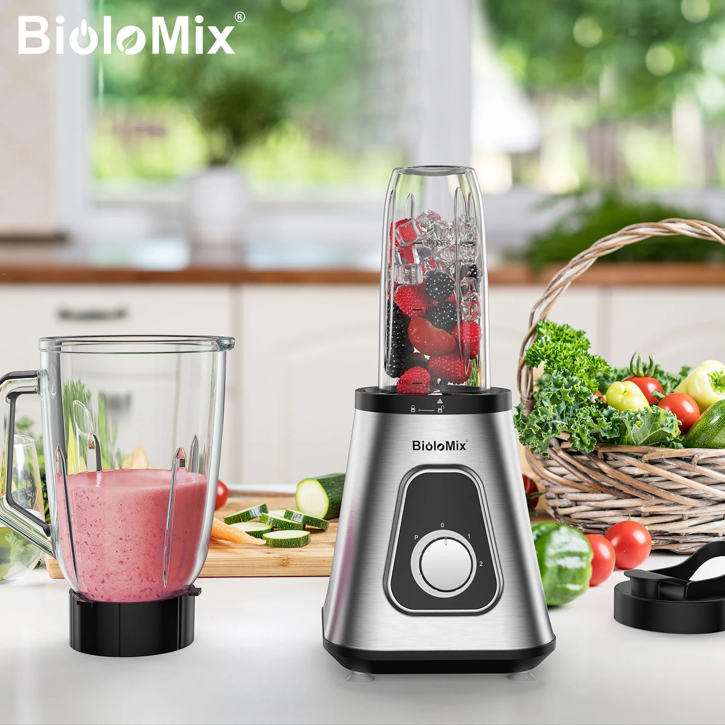 Biolomix 1300W Smoothie Maker Personal Blender For Frozen Fruit Drinks