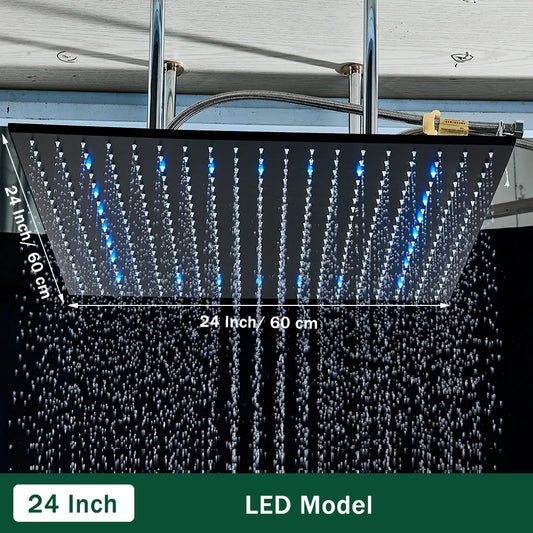 Rozin LED Shower Head Ceiling Mounted Rainfall With Arm