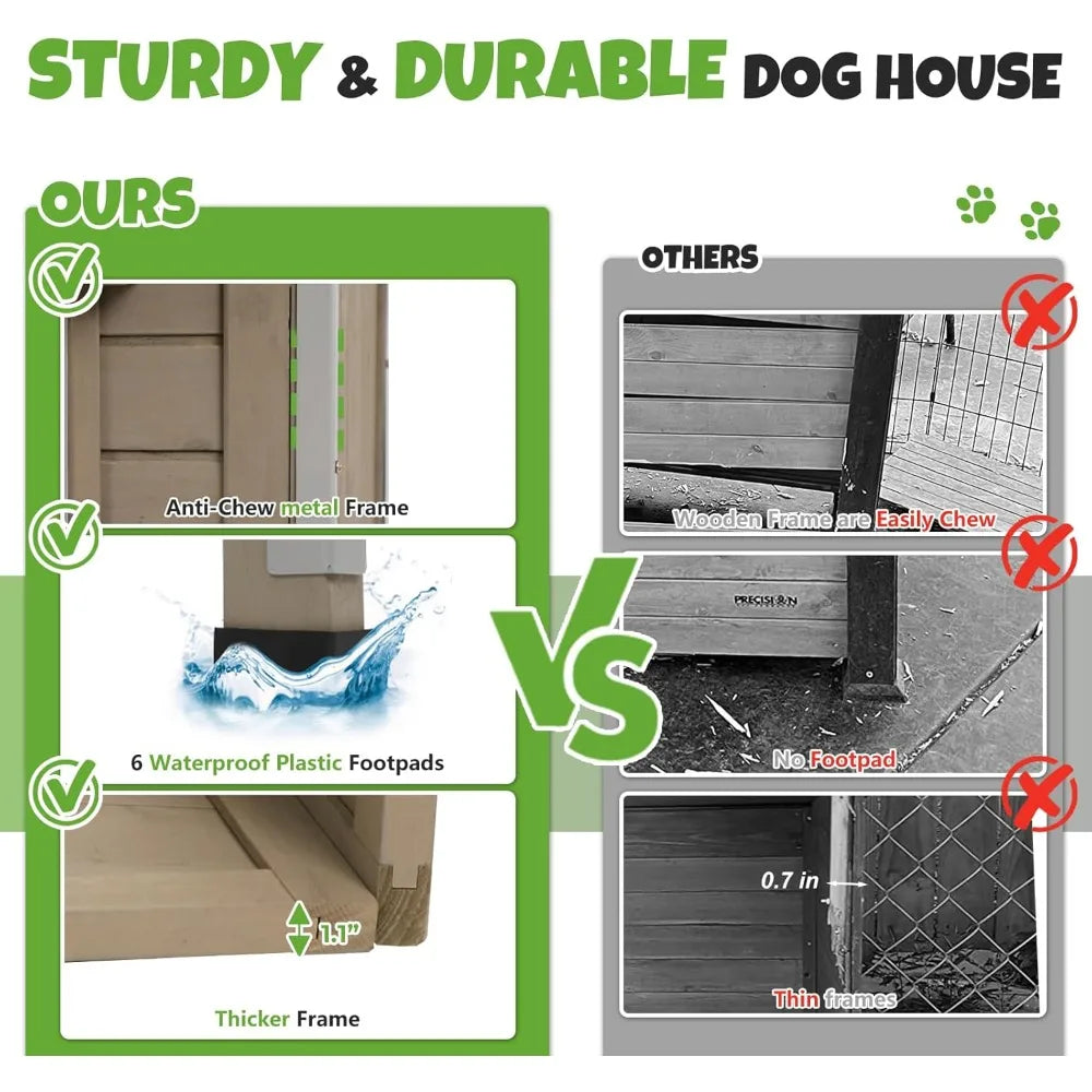 DAFIFY Outdoor Wooden Dog House Weatherproof With Adjustable Vent Windows