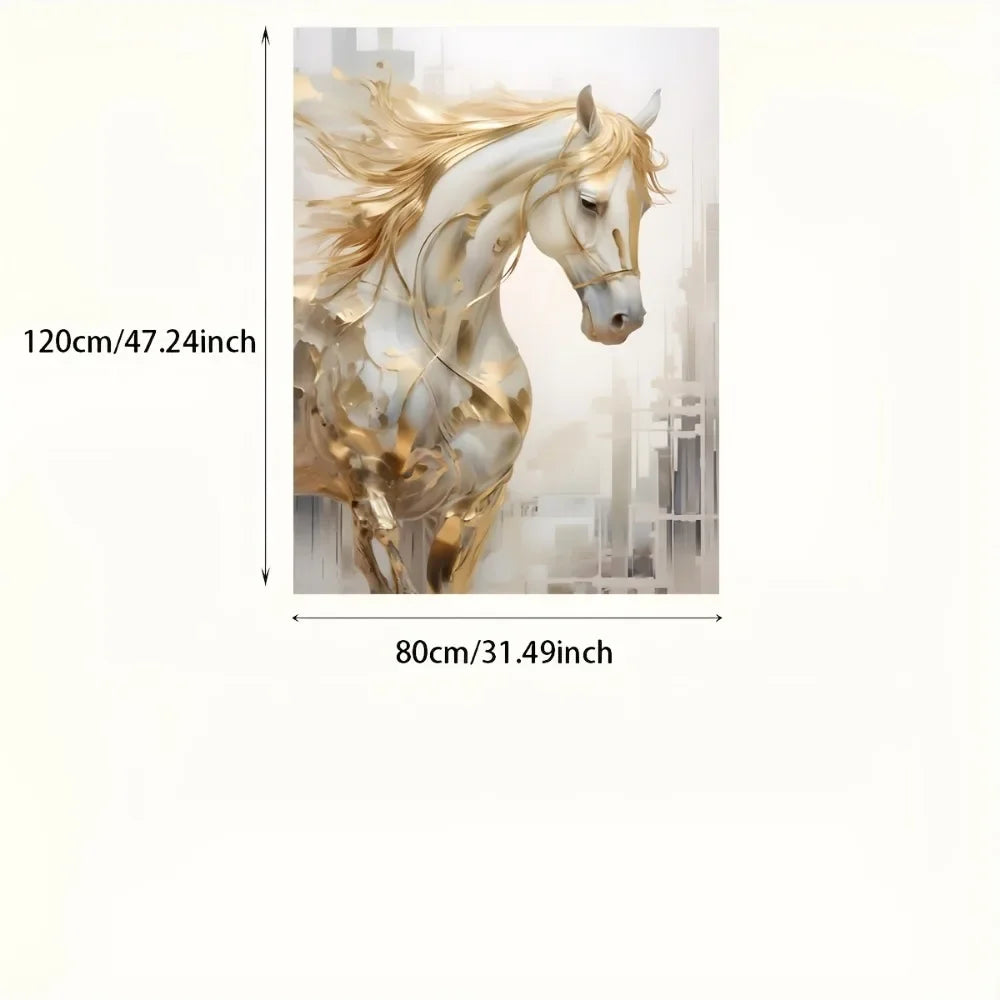 Frameless Modern Retro Golden Horse Wall Art Painting for Living Room Home Decor