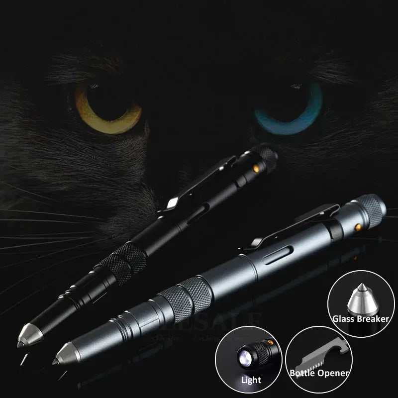 ELESESAFE 4-In-1 Outdoor Self Defense EDC Tactical Pen Flashlight