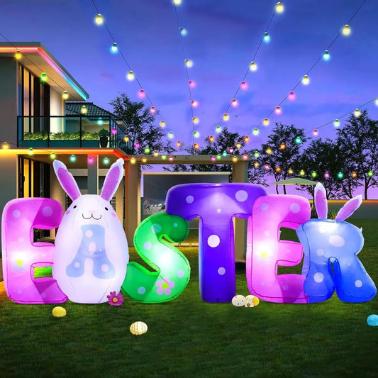 OLOEY Easter Iatable Banner With LED Lights Outdoor Yard Decorations
