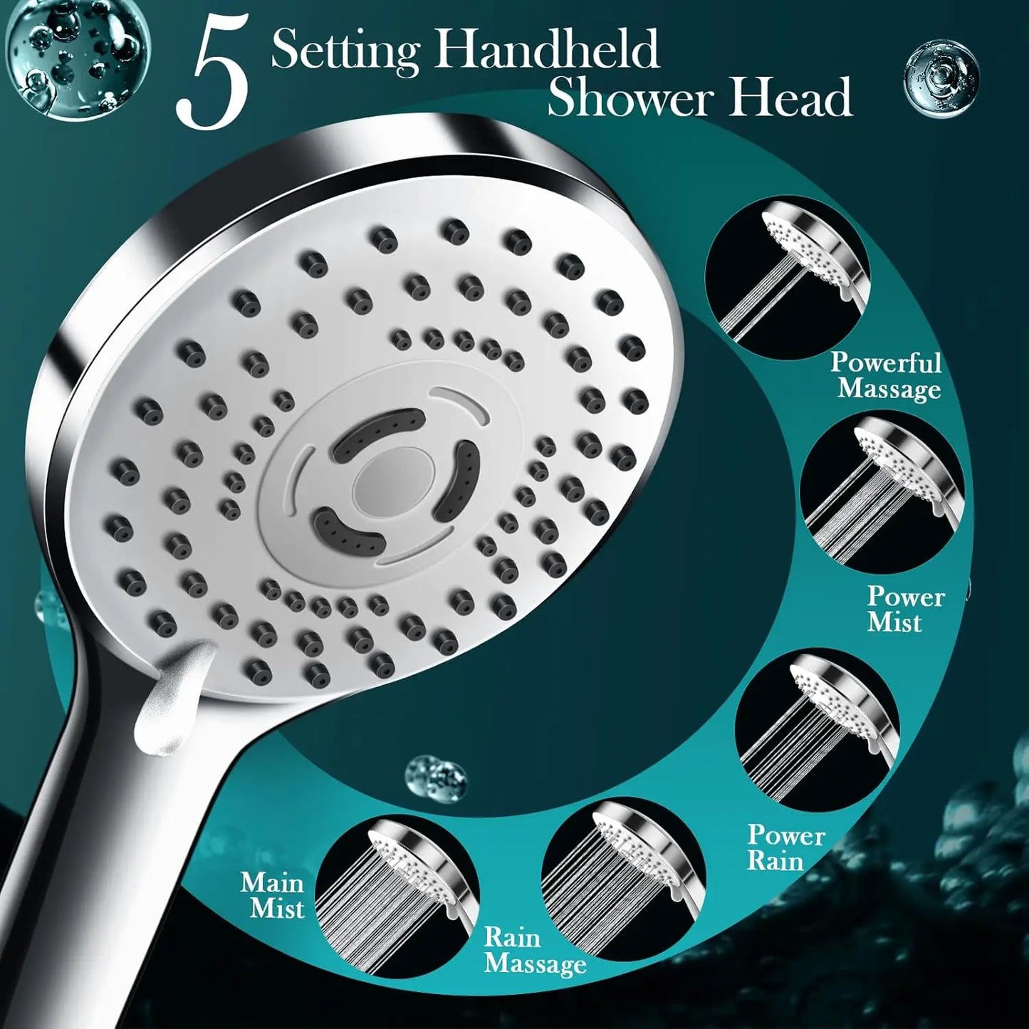 Rain Shower Combo With High Pressure Handheld Adjustable Arm