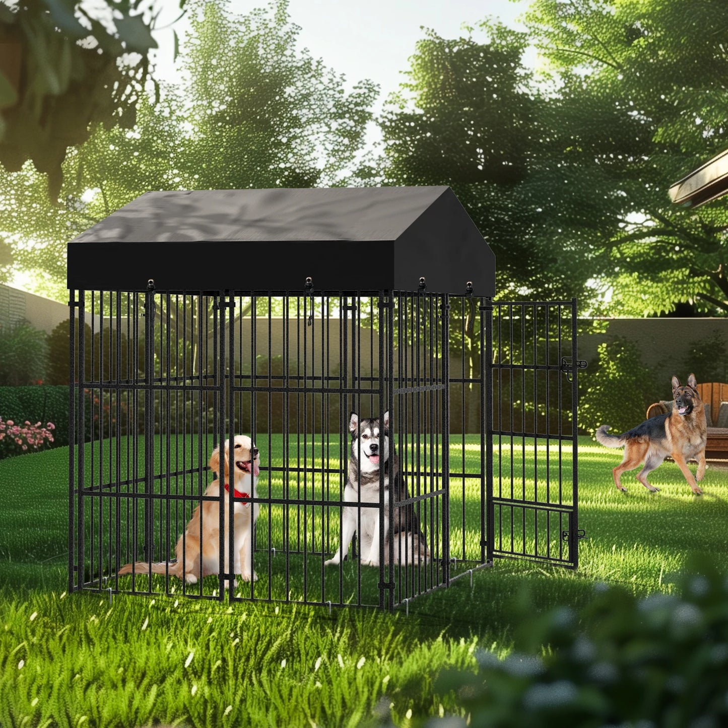 Outdoor Dog Kennel Enclosure Playpen With Roof And Cover