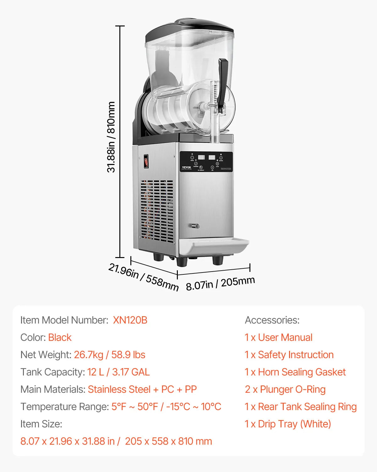 VEVOR Slushy Machine Dual Tanks Commercial Margarita Smoothie Maker