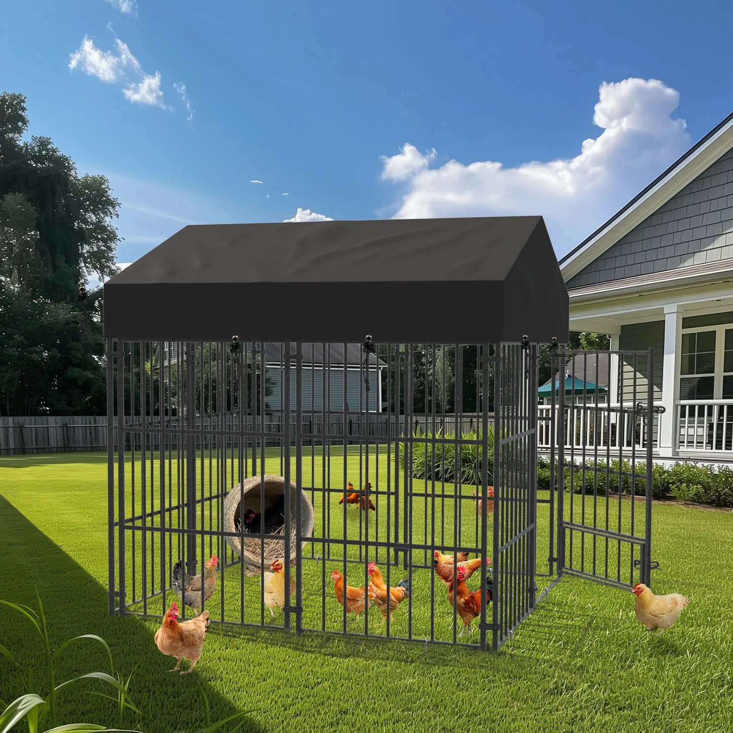 Outdoor Dog Kennel Enclosure Playpen With Roof And Cover