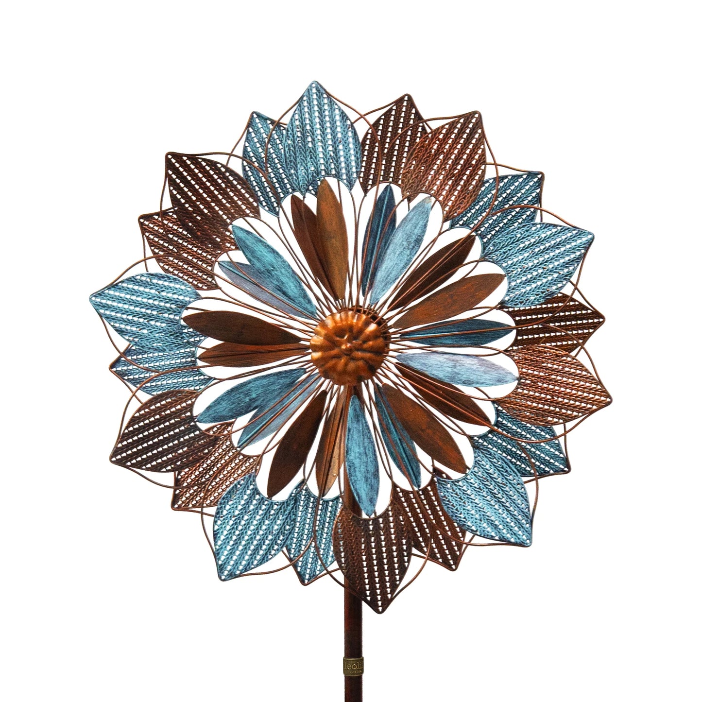 Outdoor Metal Kinetic Wind Spinners Garden Yard Art With Welcome Flag 2 Pcs