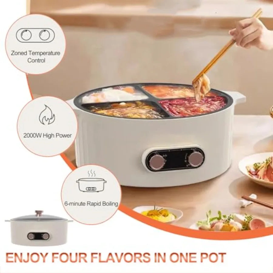 SHXI Four Grid Multifunctional Electric Stew Pot Six Liter Caldron