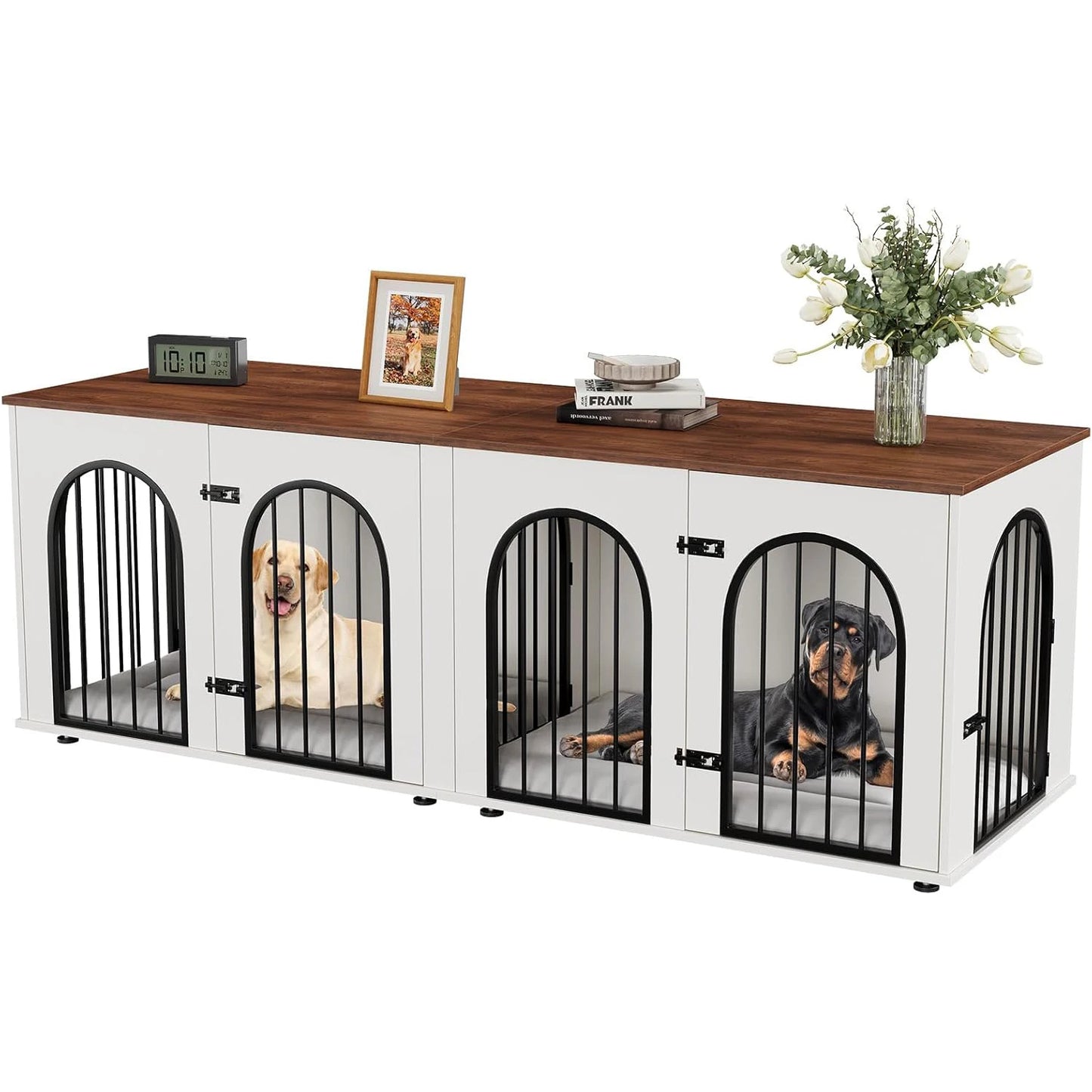HiMISS Dog Crate Furniture For Two Dogs Indoor TV Stand