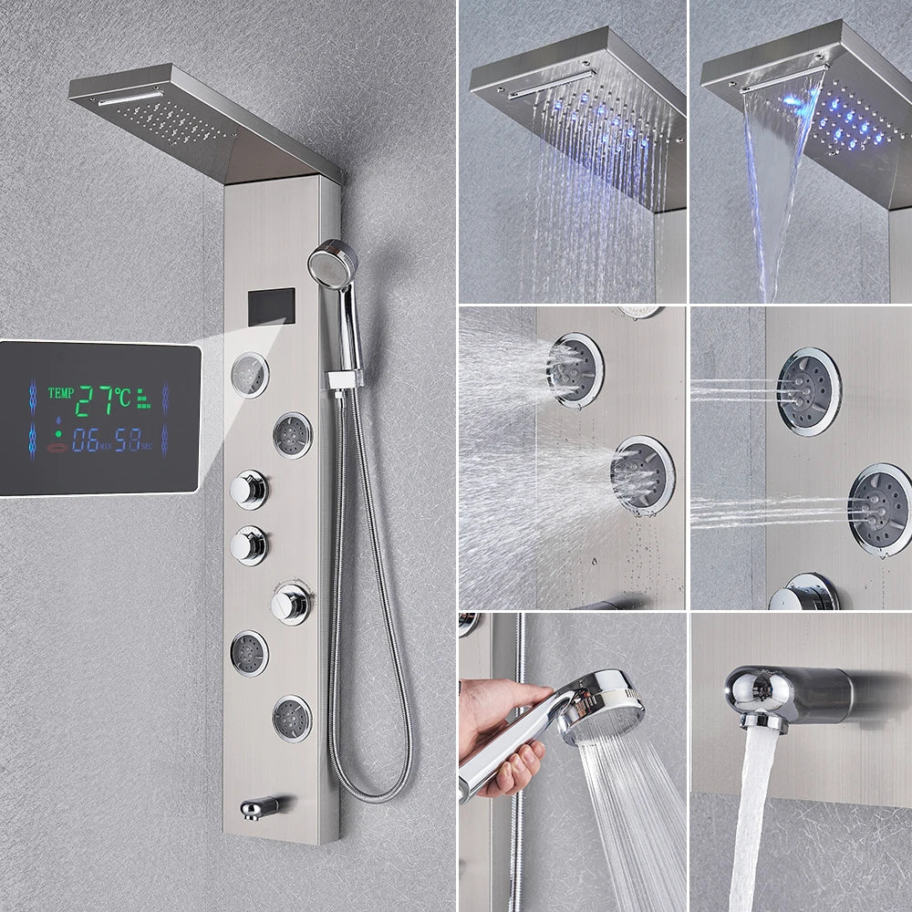 Poqihy Shower Panel System With Rainfall Jets Body Sprays And Handshower