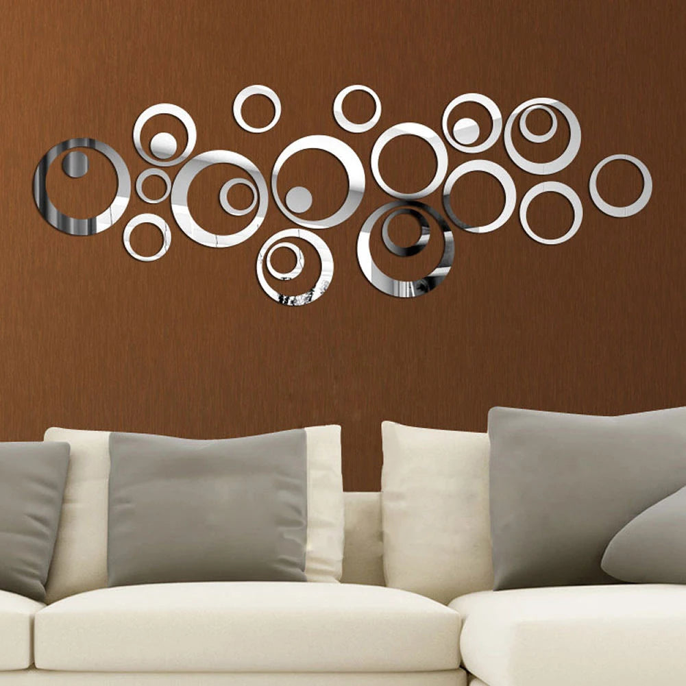 Shunmaii CirclePattern Mirrored WallDecor Paster Acrylic Home Decals Television Backdrop