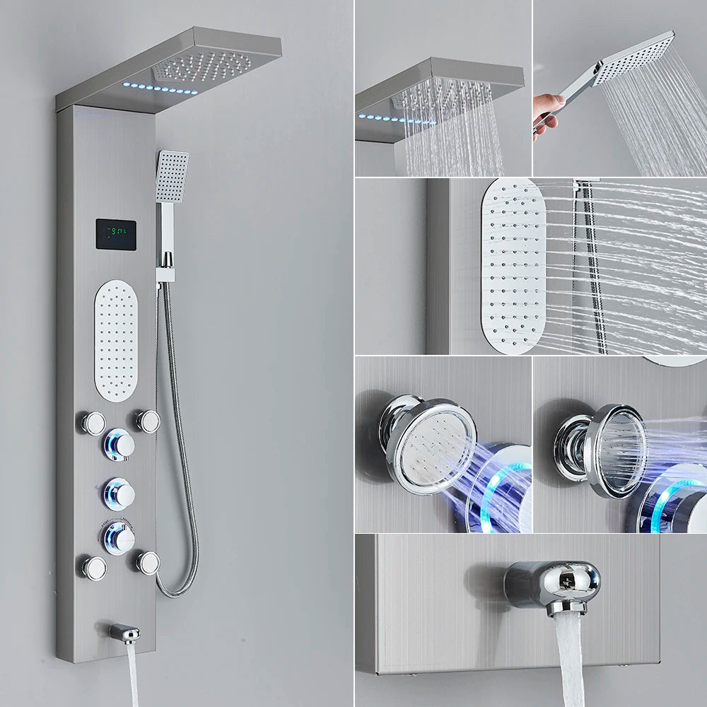 Poqihy Shower Panel System With Rainfall Jets Body Sprays And Handshower