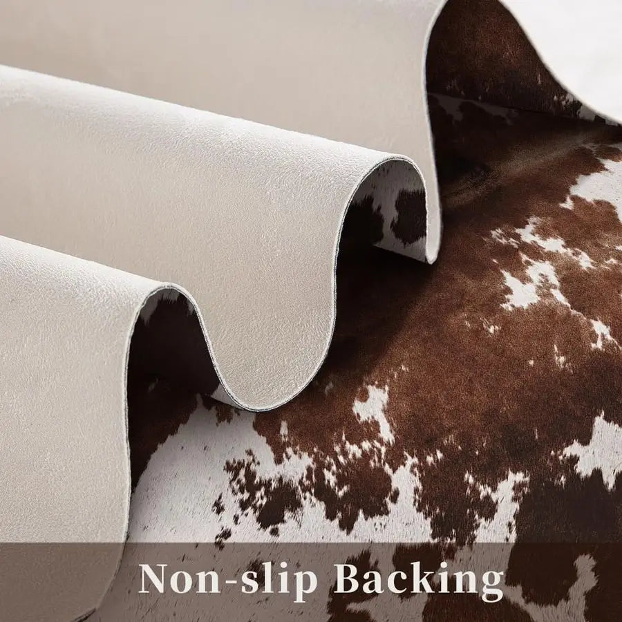 Wool Cowhide Print Rug For Western Living Room Decor