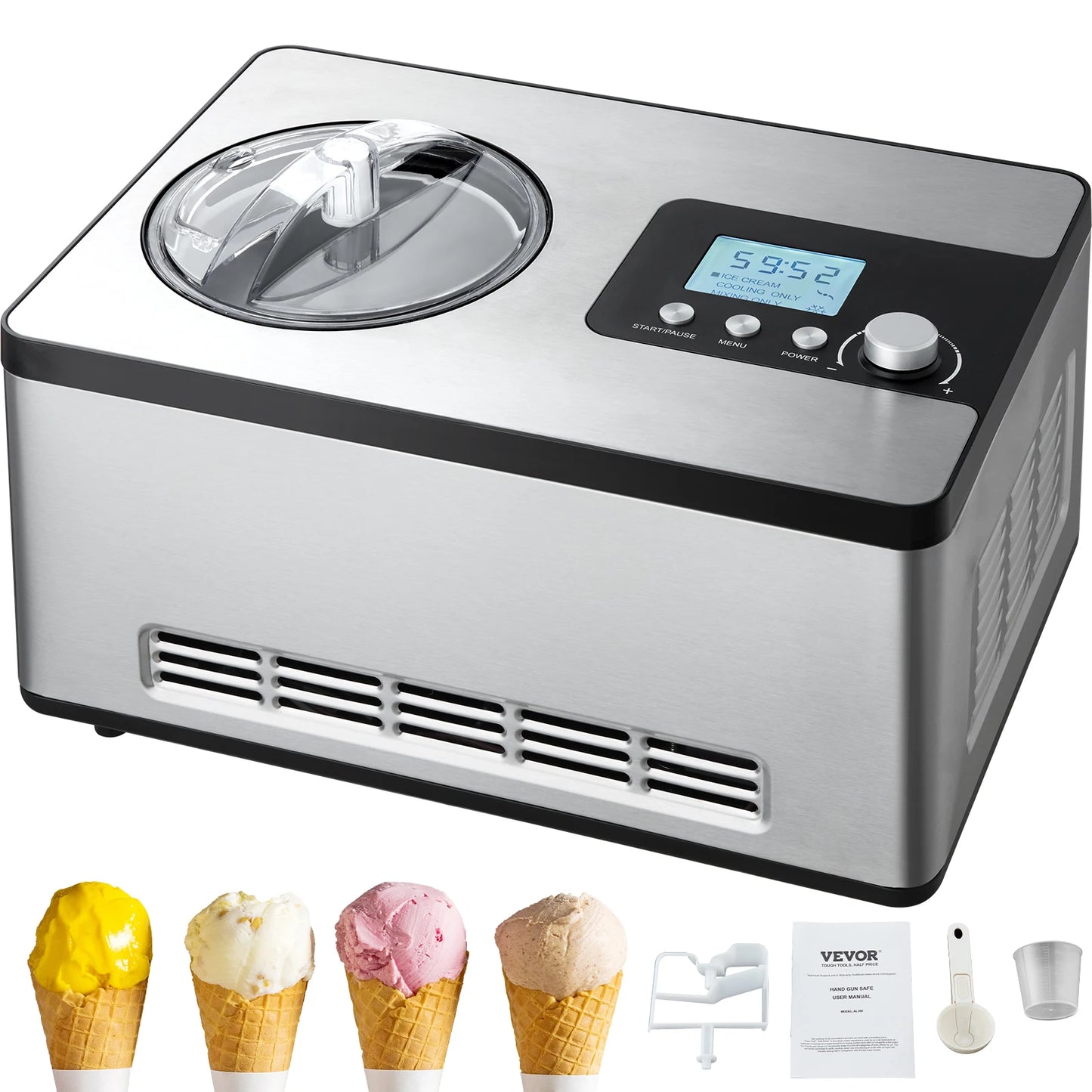Automatic Ice Cream Maker With Built In Compressor Sorbet Maker