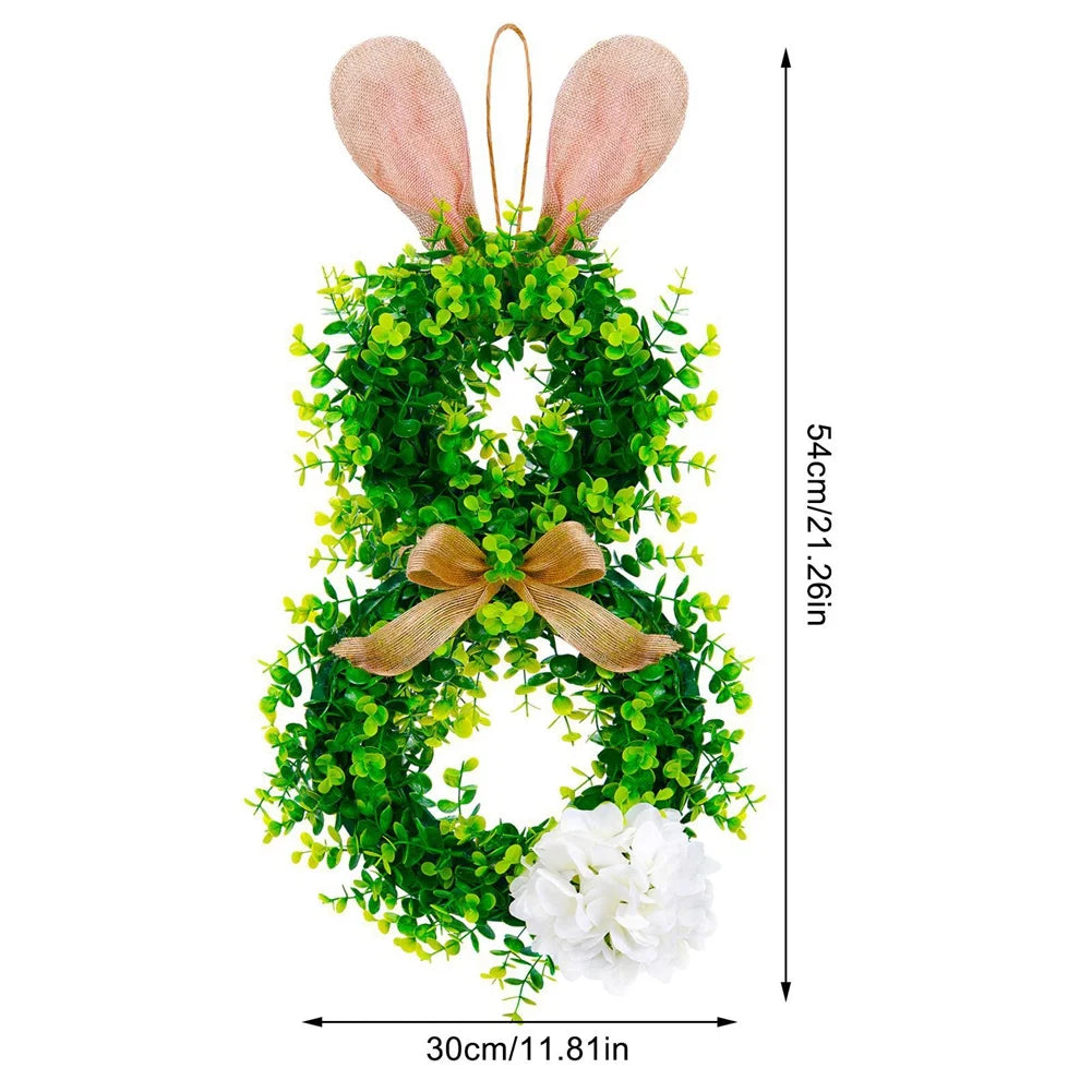 Easter Bunny Wreath With Bowknot Indoor Window Garland