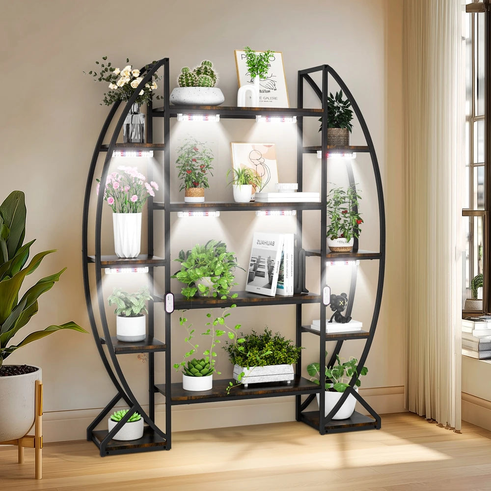 Half Moon Iron Plant Stand Multilayer Shelf Industrial Rack