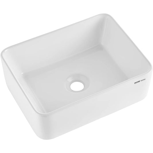 Rectangular Ceramic Vessel Sink For Above Counter Bathroom