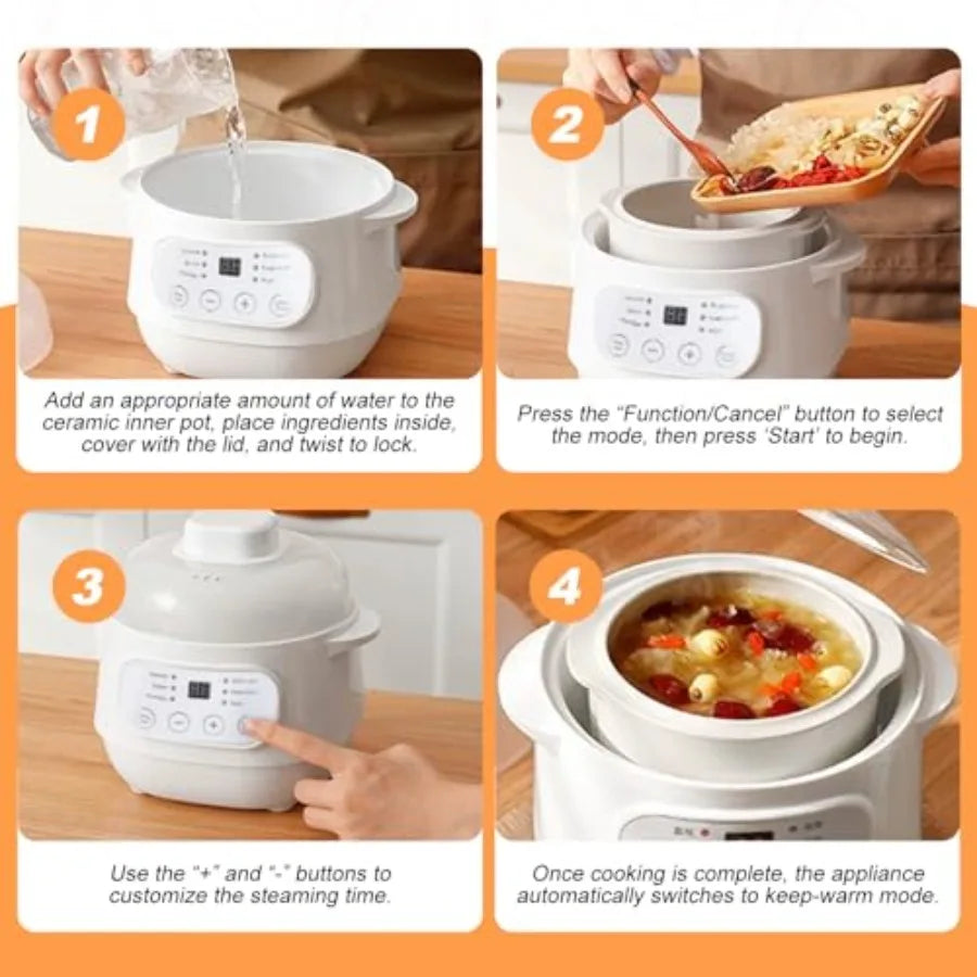 SHXI Electric Stew Pot Slow Cooker With Ceramic Liner