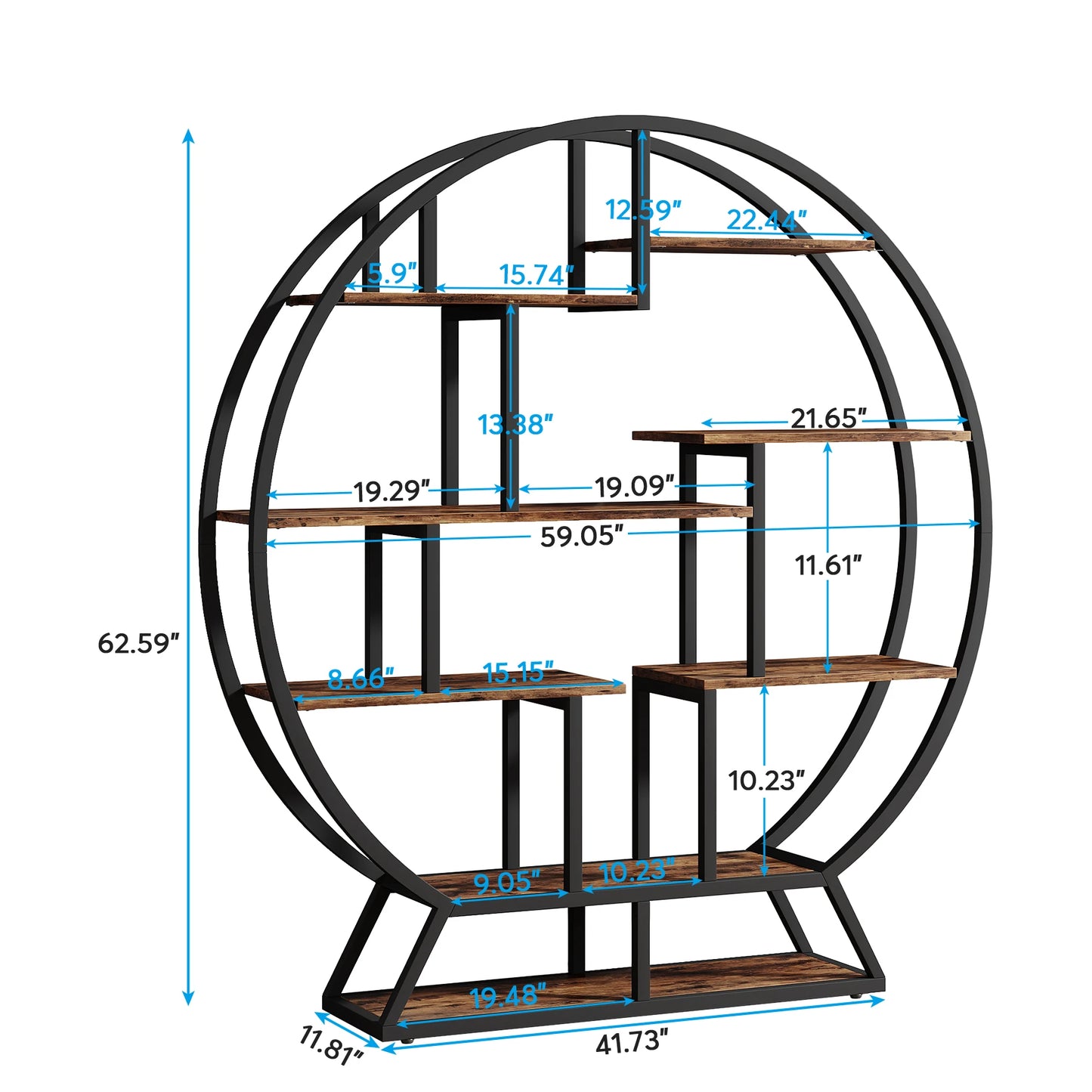 Tribesigns Round Bookshelf Etagere With Staggered Shelves