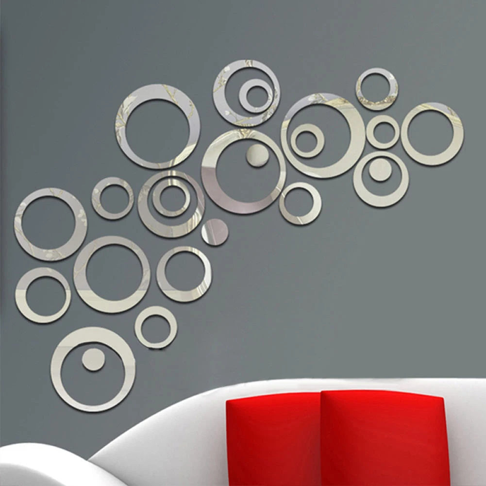 Shunmaii CirclePattern Mirrored WallDecor Paster Acrylic Home Decals Television Backdrop