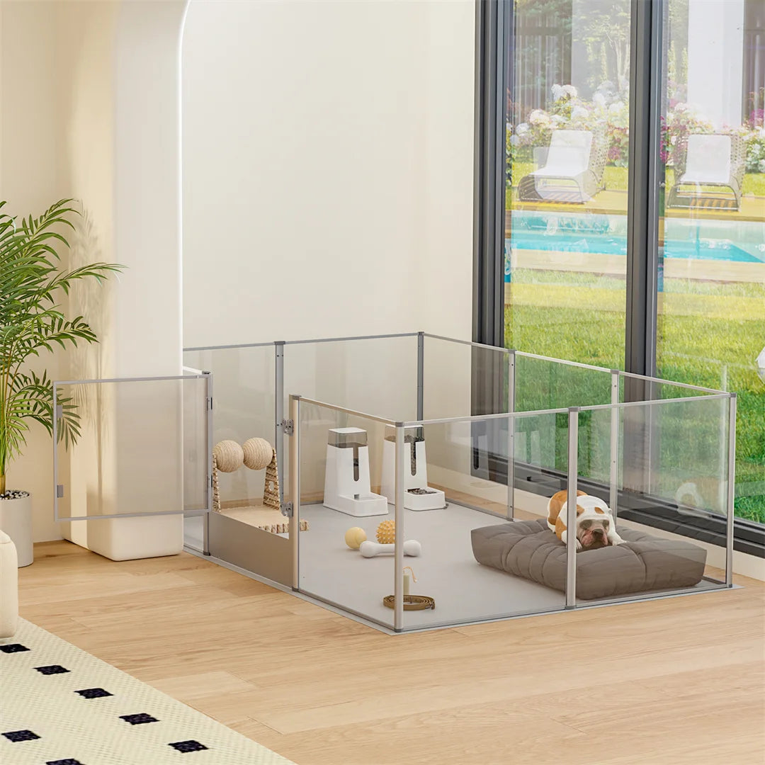 BINGOPAW Clear Acrylic Whelping Dog Playpen With Pad
