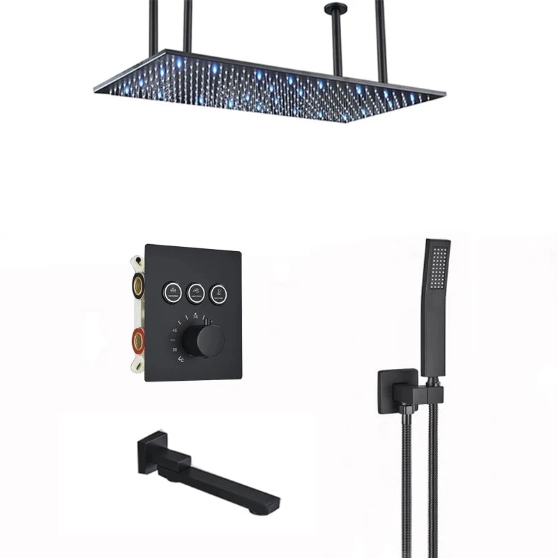 Wanmivezlo LED Brass Rainfall Shower Head Powered By Water Flow