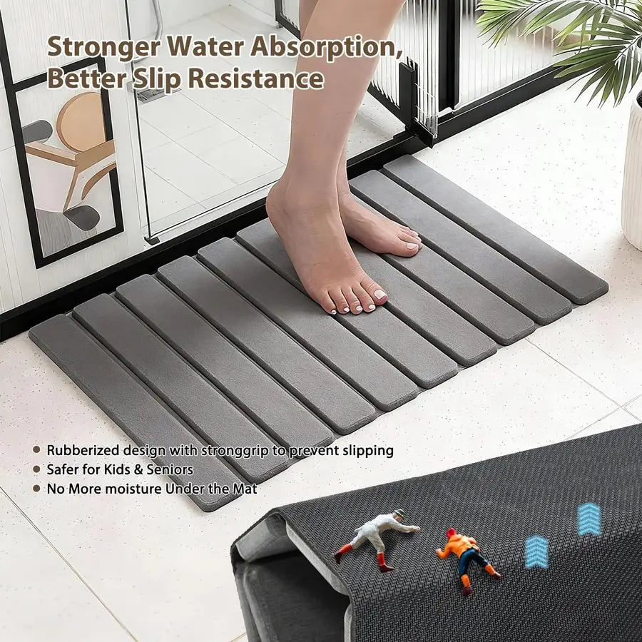 Diatomaceous Earth Bath Mat Quick Drying Two Piece Set Absorbent