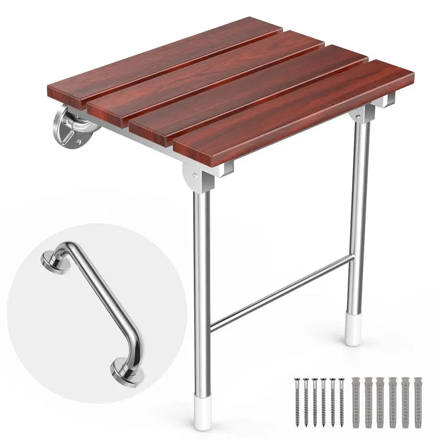 XMSJ Foldable Wall Mount Shower Seat Bench For Seniors