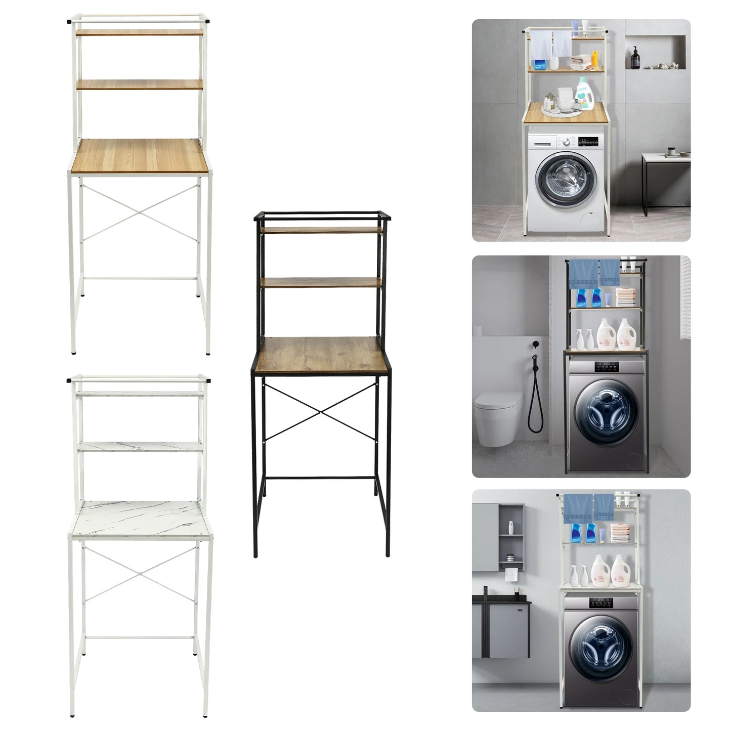 Three Tier Floor Standing Bathroom Storage Rack For Washing Machine