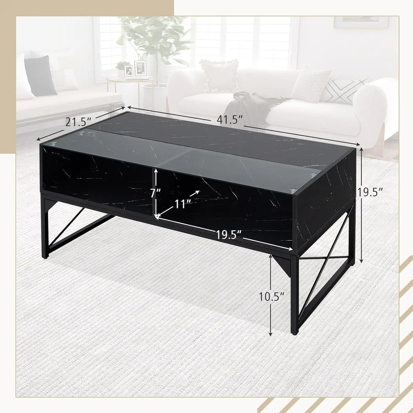 LED Coffee Table With 4 Storage Cubes And Remote Control